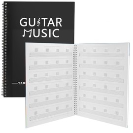 HETOETF Guitar Tablature Notebook, Blank Sheet Music Notebook, 100 Pages Blank Guitar Tab Paper with Chord Chart Poster and Tablature Staves