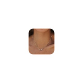LOLIAS 14K Gold Pendant Necklace for Women Paperclip Interlocking Choker Necklaces CZ Necklaces for Women Silver Infinity Pendant Necklace Oval Necklaces Eternity Jewelry for Women Girls