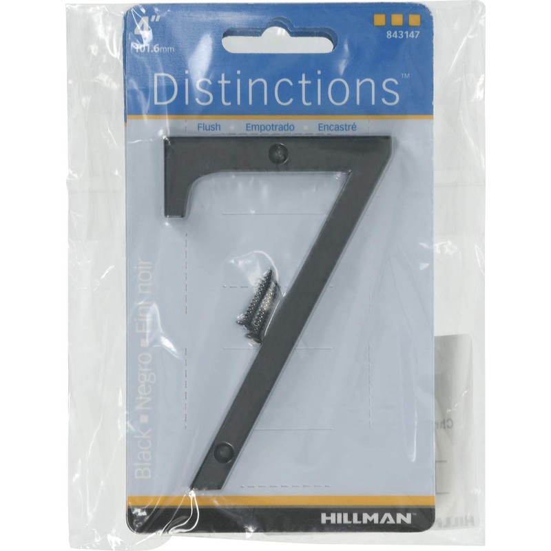 Distinctions 843147 Black Flush-Mount 4-Inch House Number 7