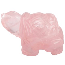 KYEYGWO Rose Quartz Crystal Tortoise Figure Gemstone Hand Carved Turtle Sculpture Reiki Healing Stone Ornament Pocket Statue Fengshui Decor for Lucky Charm Amulet