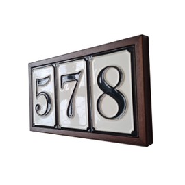 Hand Painted Black Italian Ceramic House Numbers Simple Design Tile Size 11 x 7 cm
