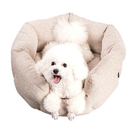 VictorPanda Cosy Round Dog&Cat Bed for Cats Extra Small Dogs Breathable Washable Non-Slip Bottom Calming Pet Sofa(Beige) 23.6" L x 21.7" W x 8.7" Th