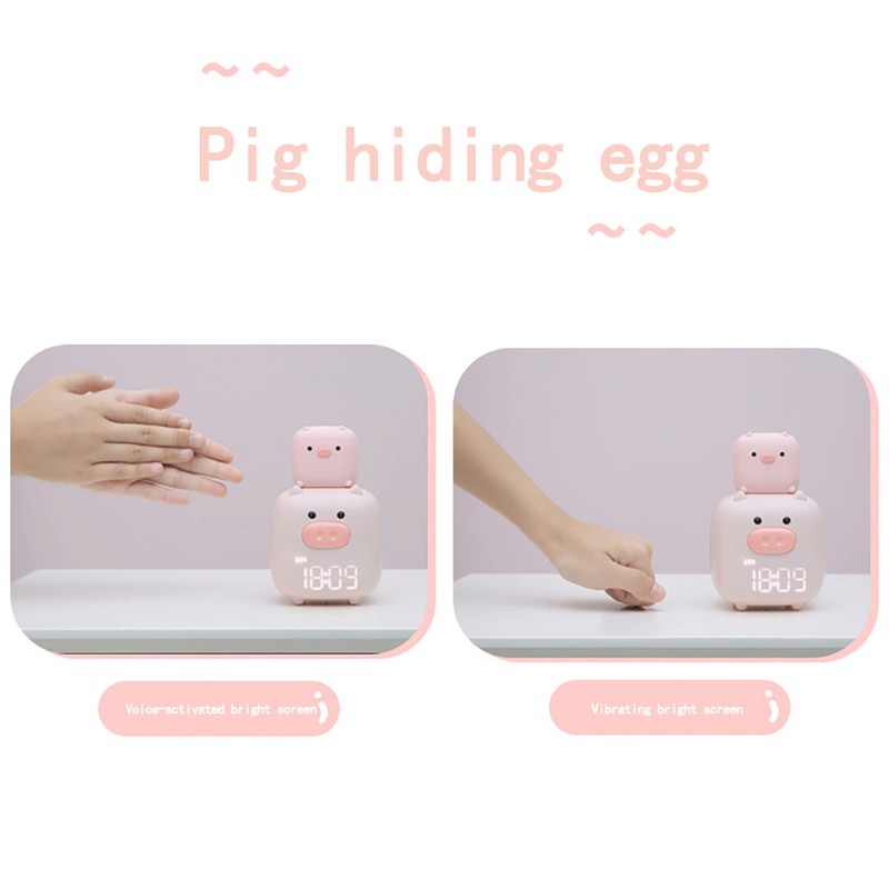 Cartoon Pig Alarm Clock Snooze Digital Alarm Clock with Night