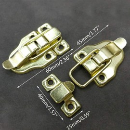 Run Iron Wood Box Hasp Toolbox Chest Case Luggage Suitcase Spring Loaded Toggle Latch Buckle Lock Clasp Pack of 4 (Gold)