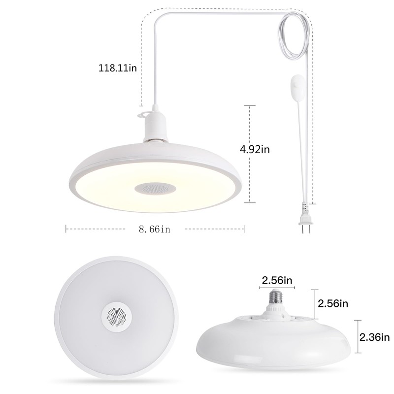 HOREVO Plug-in Pendant Light with Remote Control, Bluetooth Speaker, and