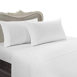 6pc 600 Thread Count Egyptian Cotton Sheet Set with 4 Pillow Cases, Olympic Queen, White Solid