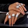 DZSYJKTM Sparkly Silver Chunky Crystal Rings Set for Women, Statement
