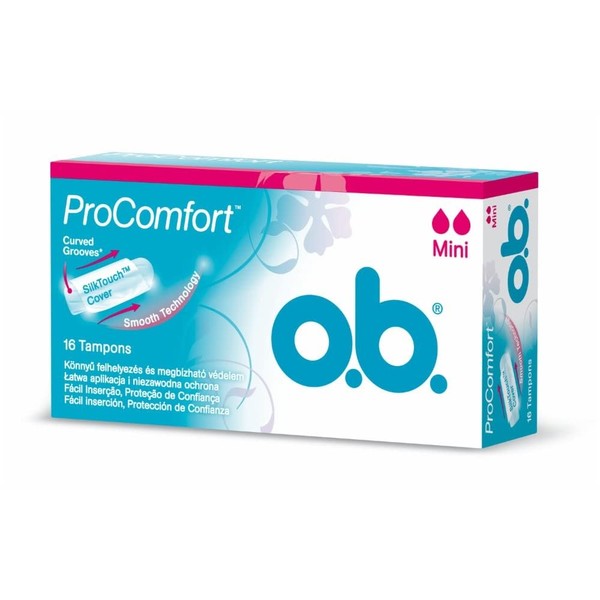 OB O.B. Pro Comfort Mini Tampon 16s -O.B.PRO Comfort Super tampons with Fluid-Lock Grooves for Locked-in Leak Protection