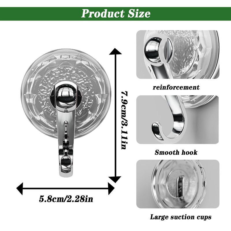 DRHYO 3Pack Water Ripple Suction Hooks, Vacuum Suction Cup Hooks,