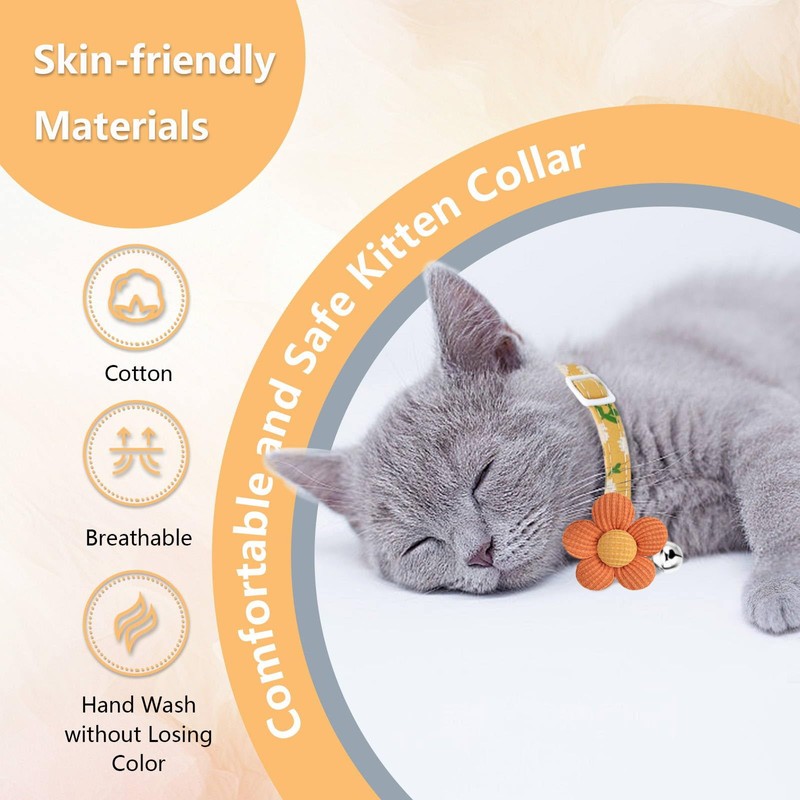 Cat Collar, HANSHILAI Kitten Collar with Bells, Cute Cat Collar