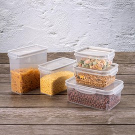 Plasutil 6-Pc Food Storage Containers Set, BPA Free, Airtight Lids with Locking Tabs, Microwave, Dishwasher & Freezer Safe, Ideal for Lunch, Meal Prep & Leftovers, Kitchen and Pantry Organization