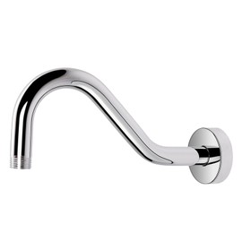 NearMoon J Shaped Shower Extension Arm, Stainless Steel Shower Head Height Extender with Flange, Riser Pipe Design for Cozy Shower Experience, Standard 1/2" Connection (8 Inch, Chrome Finish)