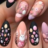 24 Pcs Easter Press on Nails Almond Shaped Fake Nails