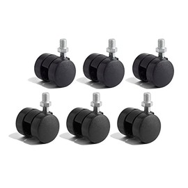 Poppin Block Party Ottoman Casters - Black, Set of 6, 2" D, for Use with 24" Block Party Round Ottoman, Caster Wheels for Furniture Legs, No Assembly Required