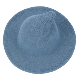 Century Star - Sombrero de bruja para mujer, para Halloween, sombrero de lana de ala ancha, gorra de punto para fiesta y uso diario, Azul/claro, Talla única