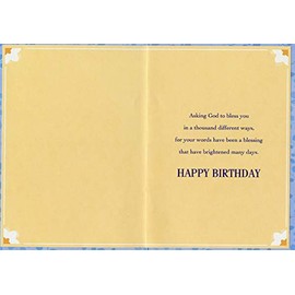 Designer Greetings Blessed are They: Blue and Yellow Branches and Leaves Religious Birthday Card for Pastor
