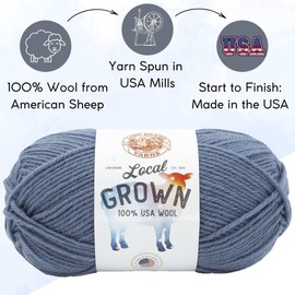 Lion Brand Local Grown Blue Jeans 668-105 (3-Skeins - Same Dye Lot) Worsted Medium #4 Wool Yarn for Crocheting and Knitting - Bundle with 1 Artsiga Crafts Project Bag