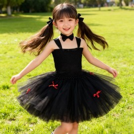 AOTYP Black Cat Cosplay, Children, Girls, Cute Dress, Costume, Halloween, Costume, Headband, Dance, Theatre, Event, Tail, Party Set, Black 140