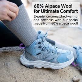 Toughland Alpaca Wool Socks for Men and Women - Non-Itchy, Full Cushion Warm Crew Socks - for Cold Weather, Hiking