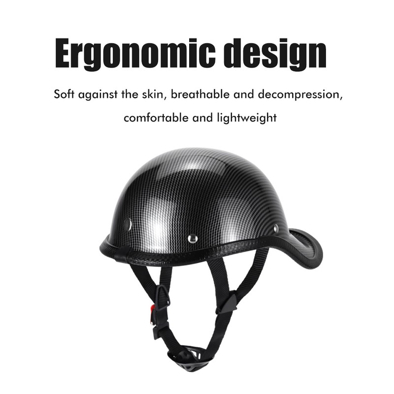 Retro Motorcycle Half Helmet with Adjustable Nylon Chin Strap Scoop