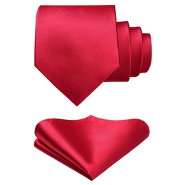 Red Ties for Men Ties with Pocket Square Set Formal Plain Neck Tie Handkerchief Solid Mens Ties Set Wine Red Satin Silk Burgundy Neckties Wedding