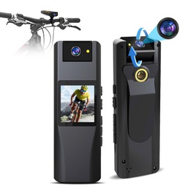 CAMMHD 1296P Body Camera with Audio and Video 180°Rotatable Lens 7 Hours Bodycam Daily Camera Security Surveillance Riding Meeting(No Card)