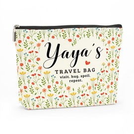 Yaya's Travel Bag Mothers Day Makeup Bag Yaya Grandma Gifts Grandma Birthday Gifts Funny Coloful Floral Cosmetic Bag for Women Nana Gigi Mimi Nanny Granny Chirstmas Appreciation Retirement Gifts