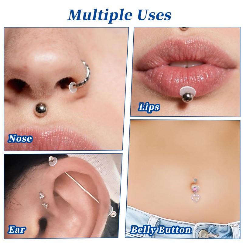 JIYIN Clear Piercing Discs for Silicone Healing Earrings, Silicone Perforated