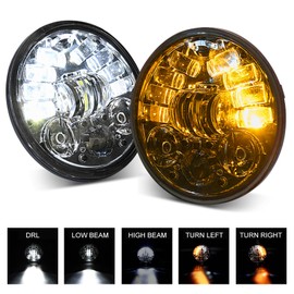 xinyee 5-3/4 5.75 inch LED Motorcycle Headlight with DRL/Turn Signal/Low Beam/High Beam IP67 Waterproof Round LED Headlight(Pack of 1)