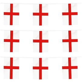 Euros Bunting England St Georges Cross Flag Bunting | 9 Metres or 29.5Ft Long | Indoor or Outdoor Use | Football Rugby Cricket St Georges Day