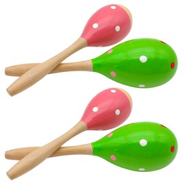 4 pcs Maracas, DaKuan 2 Styles Maracas Hand Percussion Instruments, 23cm Maracas, Used for Concerts, Parties, Performance Shows, Voiceovers, and Gatherings (Pink and Green)