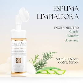Espuma Limpiador Facial Purificante 150ml | Skin Care Aloe Vera, Romero, Ciprés | Matificante, Cierra Poros | Para Todo Tipo De Piel | Libre de Parabenos | Marie D’Argan