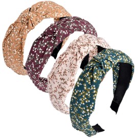 Headbands for Women Alice Bands Adult Women Boho Beauty Wide Top Knot Turban Fabric Hairband No Slip Headwear Elastic Hair Hoops Fashion Hair Accessories for Women and Girls 4Pcs