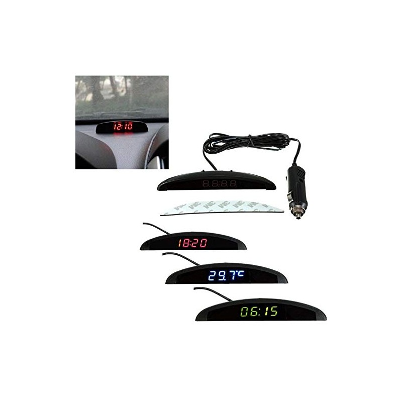 Car Auto Digital LED Electronic Time Clock + Thermometer +