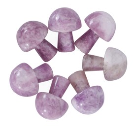 Lovionus89 Lovionus89 7Pcs Crystal Mushroom Sculpture Stone Statue Figurine, Hand Carved Gemstone Mushrooms Crafts Healing Chakra Decor, Purple Lepidolite