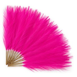 Alecono Hot Pink Pampas Grass 17in 𝟯𝟬𝙋𝙘𝙨, Artificial Faux Fluffy Pampas Grass Decor for Home Wedding Centerpieces Party