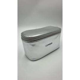 Clinique NEW Clinique Makeup silver faux Leather Bag  Medium Train Case limited
