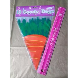 Fun Express Carrot Cello Bags #261415, 12/pk, Easter Goody Bag, Easter Favor Bag, Carrot bag