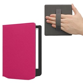 kwmobile Flip Case Compatible with Pocketbook Verse/Verse Pro/Verse Color/Vivlio Light/Light HD Case - Protective Case for the eReader Made of Faux Leather with Hand Strap in Neon Pink