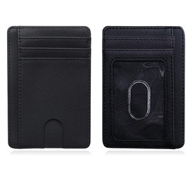 Mmgoqqt Card Holder Wallet, Wallet RFID Blocking Minimalist Credit Card Holder, Holds Cards and Bank Notes, Ideal for Travel (Black)