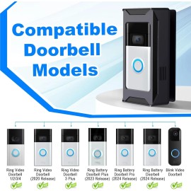 TagRecove Anti-Theft Video Doorbell Mount Compatible with Ring/Blink Wireless Black