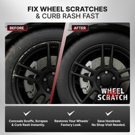 Wheel Scratch Fix® Matte Black Touch Up Paint for Cars - DIY Alloy Wheel Repair Kit, Curb Rash Remover with Fast-Drying Pen - Long-Lasting OEM Finish Car Rim Paint for Scuffs and Chips at Home (Satin/Matte Black)