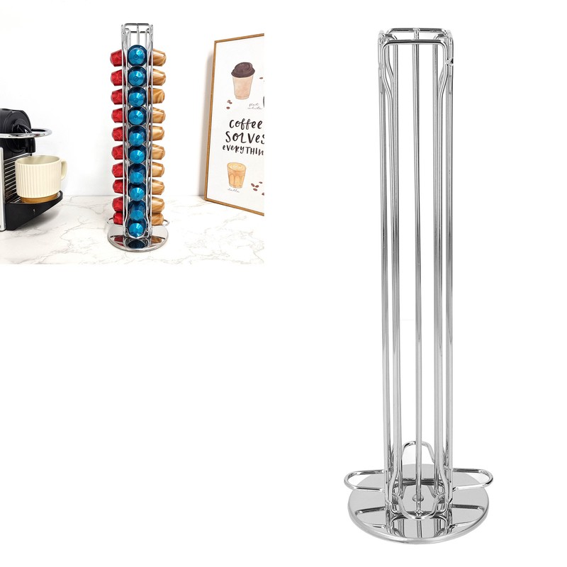40 Capsule Coffee Pod Holder 360 Degree Rotating Carousel Storage
