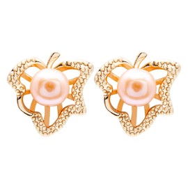 Easter Bunny Pearl Earrings with Cubic Zirconia and 925 Silver Studs, 14K Gold Plated, Women's Jewellery for 18-25 Years, Ideal for Easter, Parties, Birthdays, 14K Gold Plated Copper Alloy, Pearl