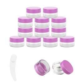 12 pcs 5 Gram/5ml Jars with 1 Mini Spatulas, Sample Pots, Mini Jars With Lids, Sample Containers Pots, For Samples, Eye Shadow Lip Balm, and Makeup (5ML, Pink)