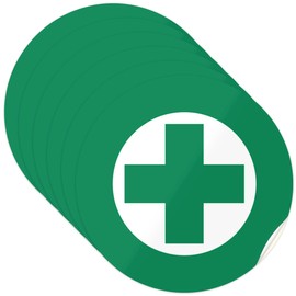 Green Cross Hard Hat Sticker, (6 Pack) 2x2 Inches, Contruction Hard Hat Decal, Made in USA by Sigo Signs