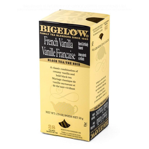 Bigelow French Vanilla Tea 28-Count Box (Pack of 1) Premium Black Tea Flavored with Vanilla Antioxidant-Rich Gluten-Free Full-Caffeine Tea