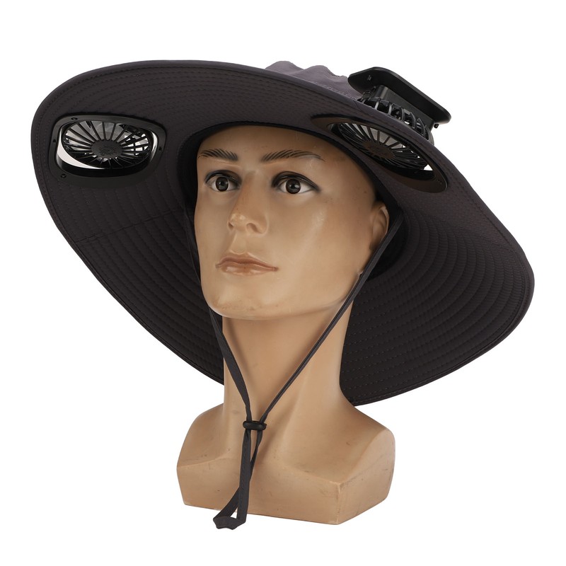 Solar Fan Hat Large Brim Quick Dry Breathable 3 Speeds