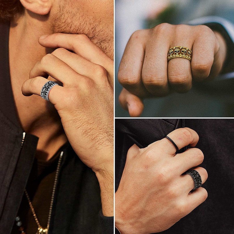 ChainsProMax Stainless Steel 10mm Rings Skull Rings for Men Size