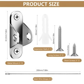 BieMian 6 pcs Metal Furniture Straps Kit, Anti Tip Furniture Anchors for Baby Proofing Kit, Furniture Wall Anchors Pet Protecting for Bookshelf Cabinet Dresser Wardrobe Wall Safety Fixings